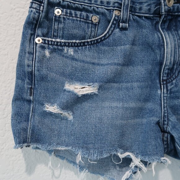 Rag & Bone Womens Cate Mid Rise Shorts Jean Denim Distressed Bottoms 27 - Picture 4 of 17